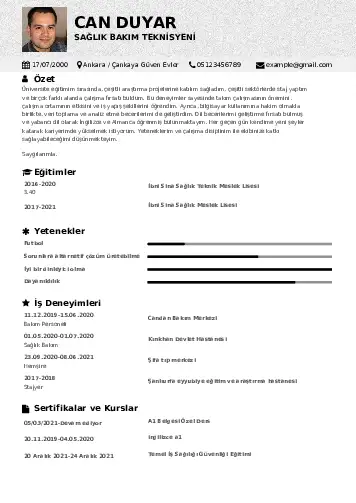 Hasta Bakıcı Cv Örnekleri cv indir